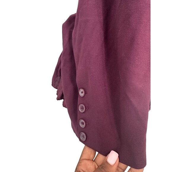 Torrid Plum Burgundy Open Front Jacket Cardigan With Ruffle Detail Button Cuffs - Picture 5 of 11